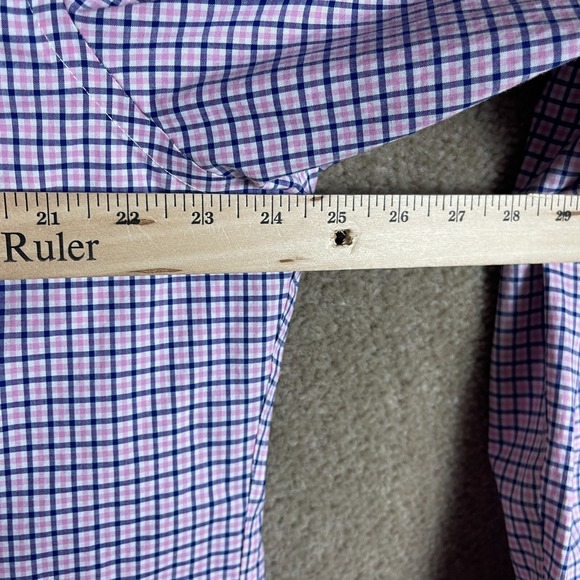 Lauren Ralph Lauren Dress Shirt Mens 16.5 Blue/Pink Classic Fit Checked Non Iron - Picture 7 of 10